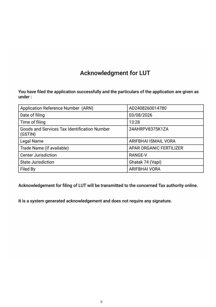 APAR company document page 11