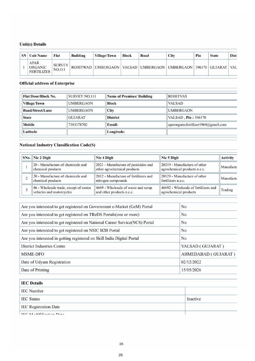 APAR company document page 26