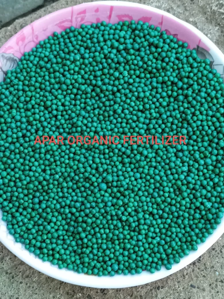 Green granules in bowl