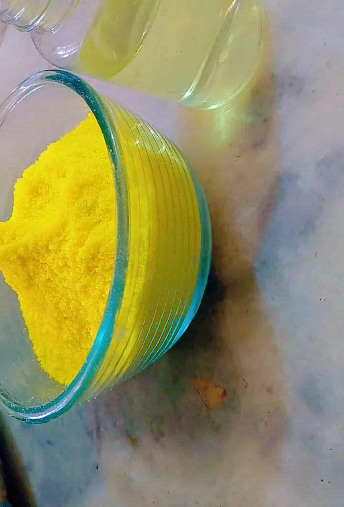 Yellow powder close-up